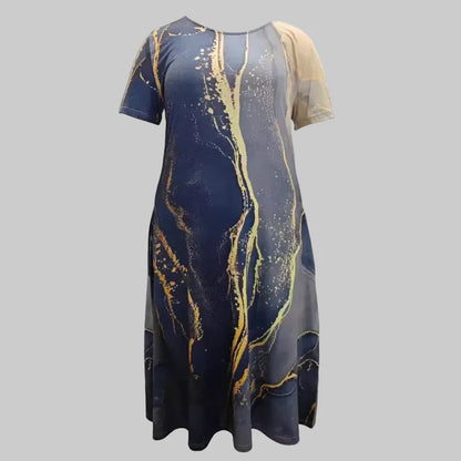 Robe Midi Femme Imprimée – Coupe Ample Tissu Fluide