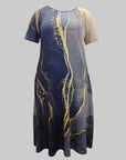 Robe Midi Femme Imprimée – Coupe Ample Tissu Fluide