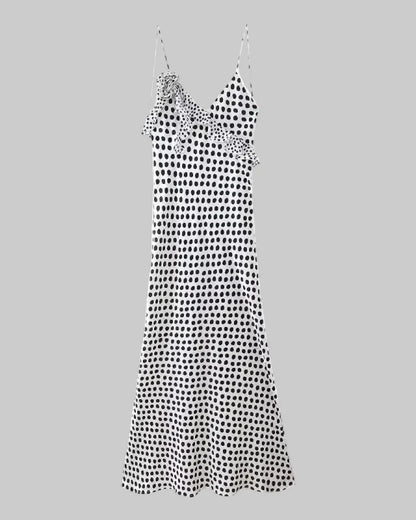 Robe Longue Femme à Pois – Coupe Fluide Sans Manches