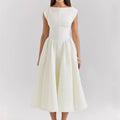 Robe Midi Femme Sans Manches Dos Nu – Col Rond Fluide