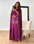Robe Maxi Femme Chiffon Manches Cape – Col Rond Silhouette Fluide