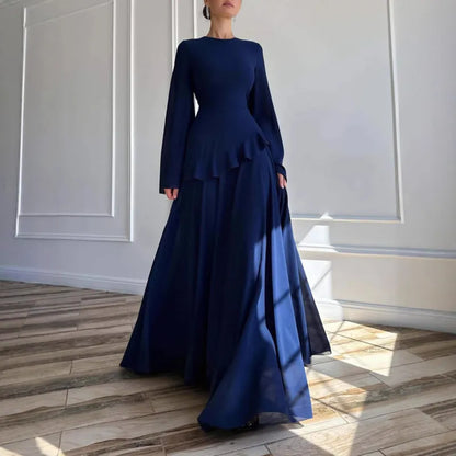 Robe Femme Col Rond Moulante Manches Longues – Tombé Fluide