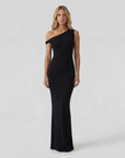 Robe Bodycon Femme One-Shoulder en Maille Extensible – Coupe Maxi Élégante
