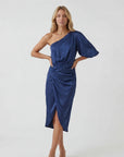 Robe de Soirée Femme Asymétrique à Une Épaule – Coupe Slim Midi Fendue | Mélange de Coton