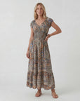 Robe Maxi Bohème Col V Femme – Coupe Décontractée Jupe Fluide | Tissu Tissé Léger