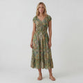 Robe Maxi Bohème Col V Femme – Coupe Décontractée Jupe Fluide | Tissu Tissé Léger