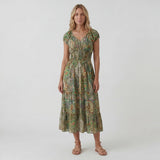 Robe Maxi Bohème Col V Femme – Coupe Décontractée Jupe Fluide | Tissu Tissé Léger