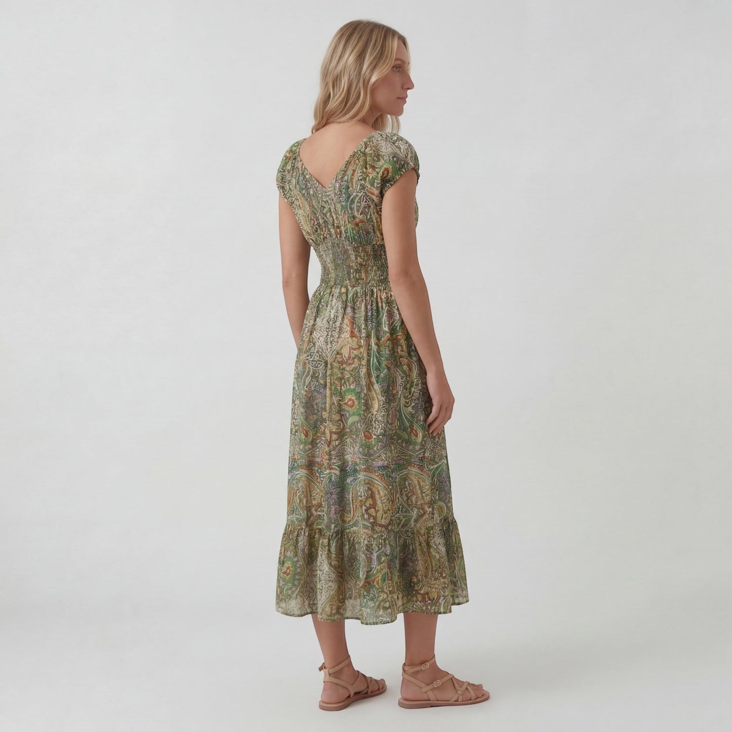 Robe Maxi Bohème Col V Femme – Coupe Décontractée Jupe Fluide | Tissu Tissé Léger