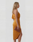 Robe de Soirée Femme Asymétrique à Une Épaule – Coupe Slim Midi Fendue | Mélange de Coton