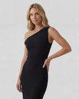 Robe Bodycon Femme One-Shoulder en Maille Extensible – Coupe Maxi Élégante