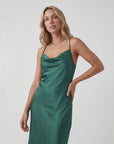 Robe Slip Femme en Satin 100% Soie – Col Drapé Élégant Coupe Biais