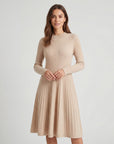 Robe midi femme en maille cachemire – Manches longues coupe décontractée