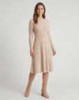 Robe midi femme en maille cachemire – Manches longues coupe décontractée