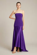 Robe Maxi Satin Soirée Violette Femme – Coupe Ajustée Sans Bretelles