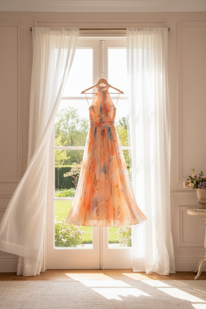 Robe Maxi Femme à Col Halter – Coupe Fluide Sans Manches Dos Nu