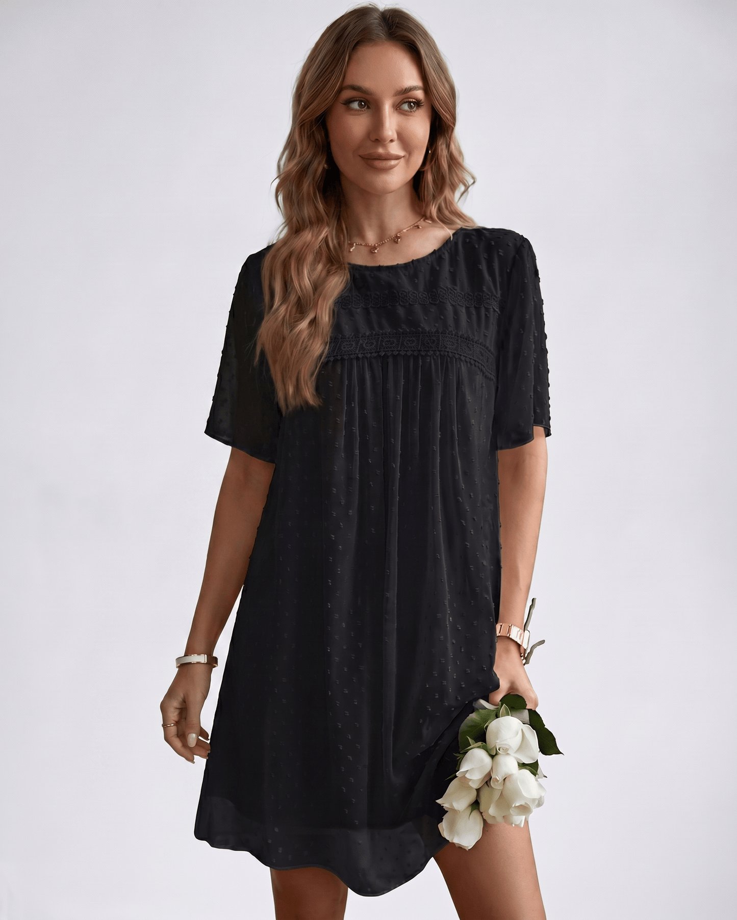 Robe Mini Plumetis | Robe Dentelle Légère | Menvelo