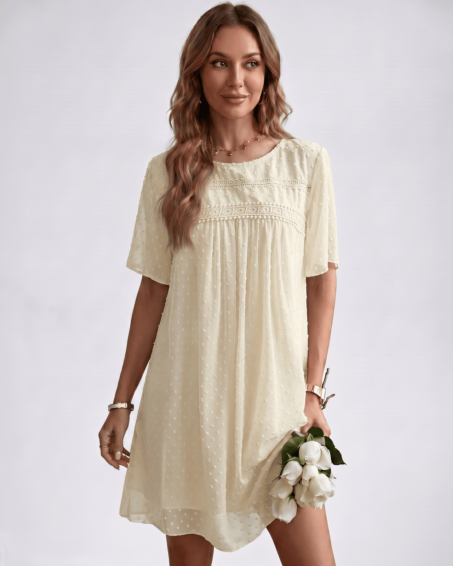 Robe Mini Plumetis | Robe Dentelle Légère | Menvelo