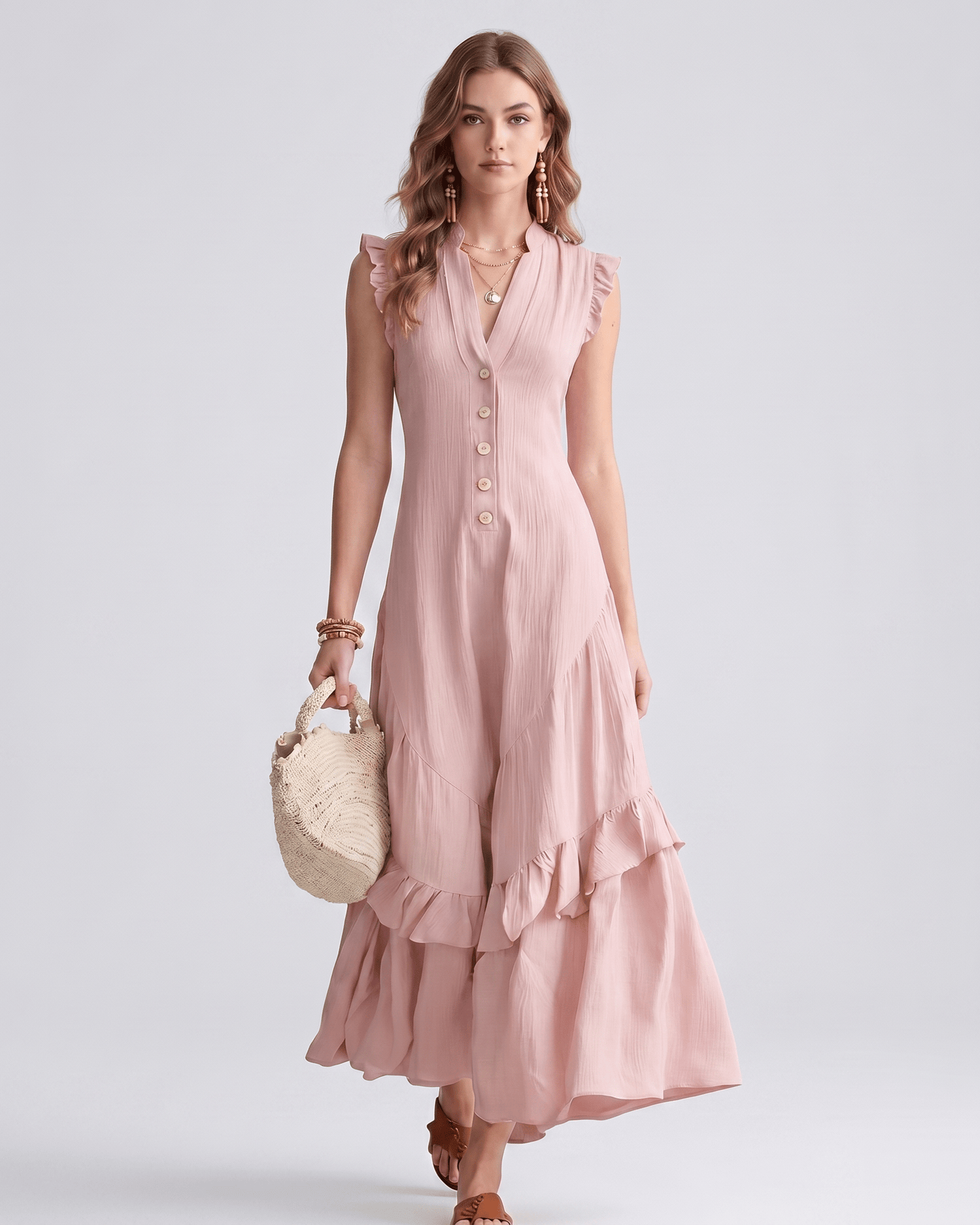 Robe Maxi Mousseline | Robe Volants Fluide | Menvelo