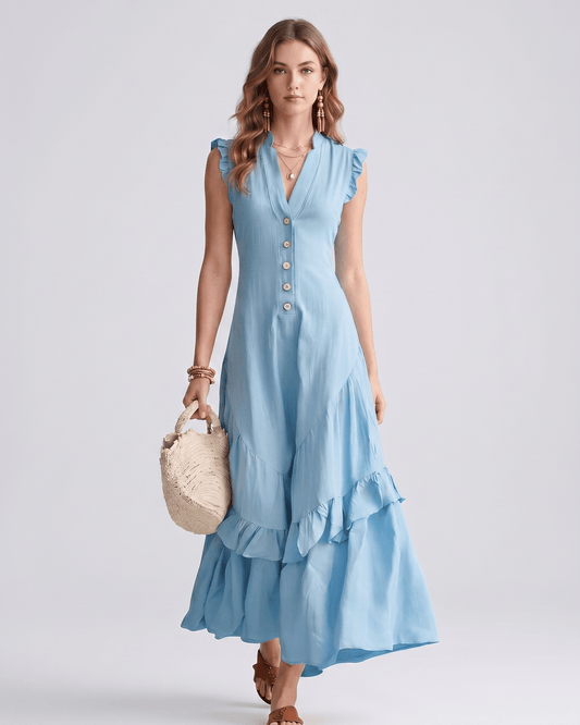 Robe Maxi Mousseline | Robe Volants Fluide | Menvelo