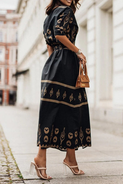 Robe Midi Bohème Femme en Tissu Léger – Taille Définie Silhouette Fluide