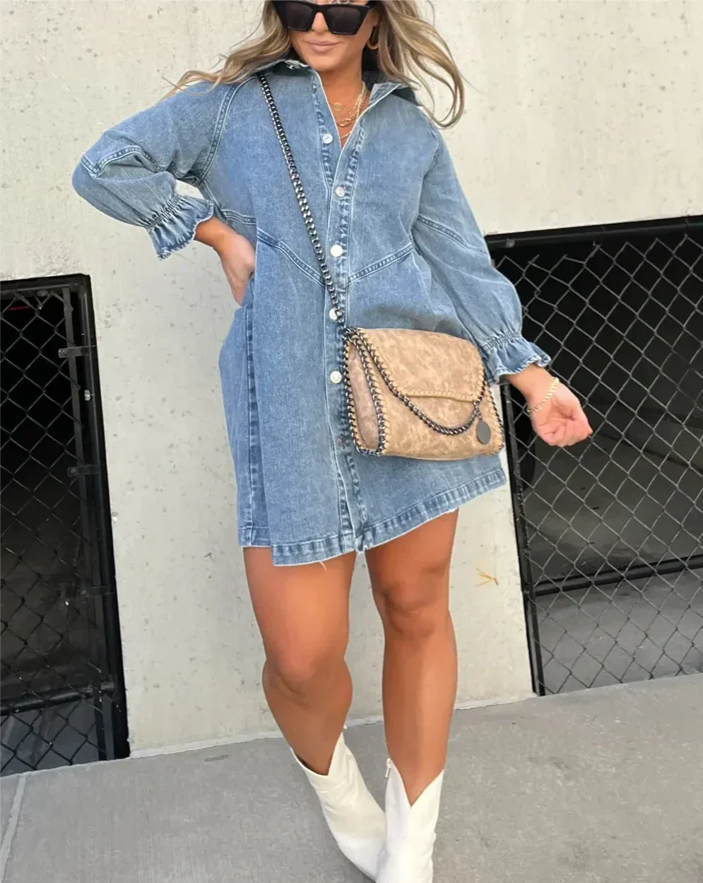 Robe Midi Femme en denim, coupe A-line, coupe confortable – Menvelo