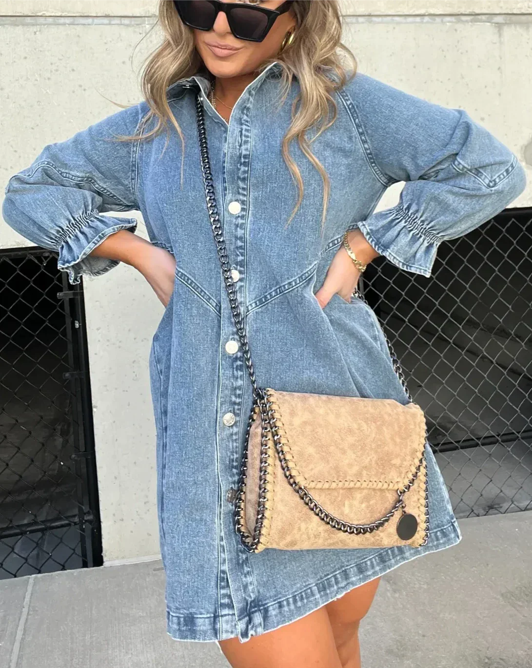Robe Midi Femme en denim, coupe A-line, coupe confortable – Menvelo
