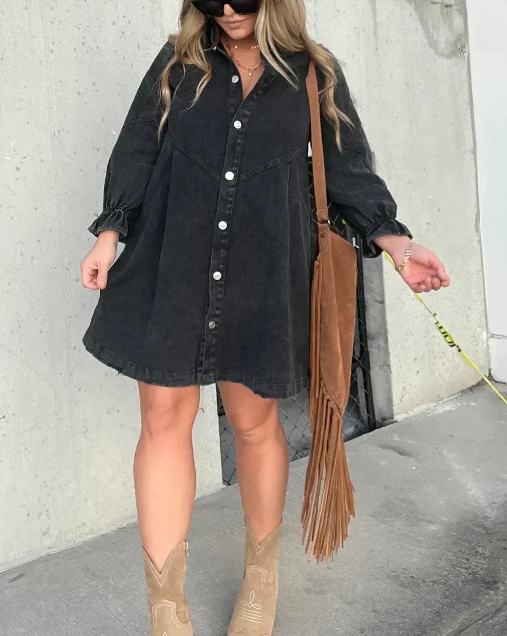 Robe Midi Femme en denim, coupe A-line, coupe confortable – Menvelo