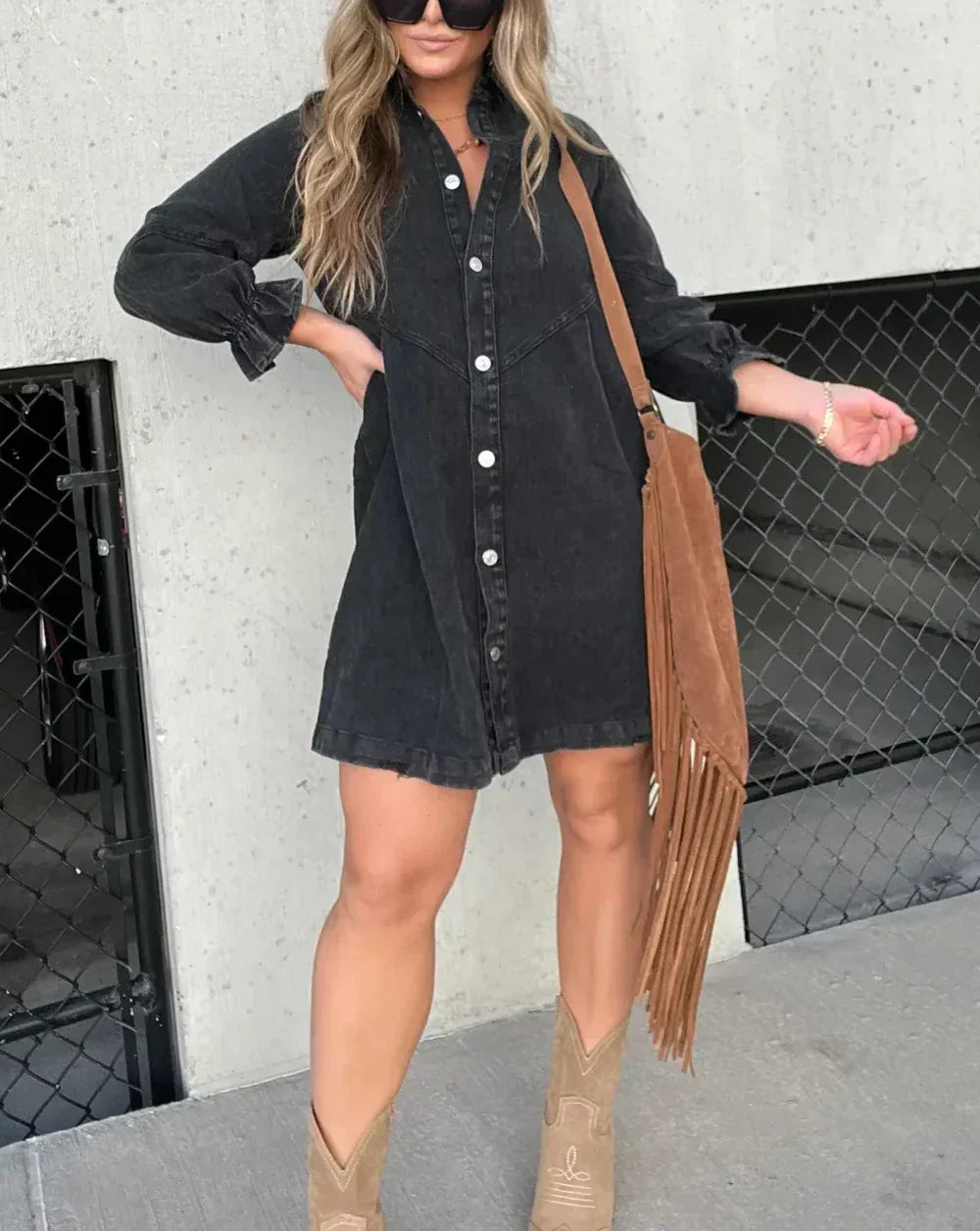 Robe Midi Femme en denim, coupe A-line, coupe confortable – Menvelo