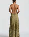 Robe Maxi Femme Dos Nu à Lacets – Corsage Ajusté | Dentelle Texturée