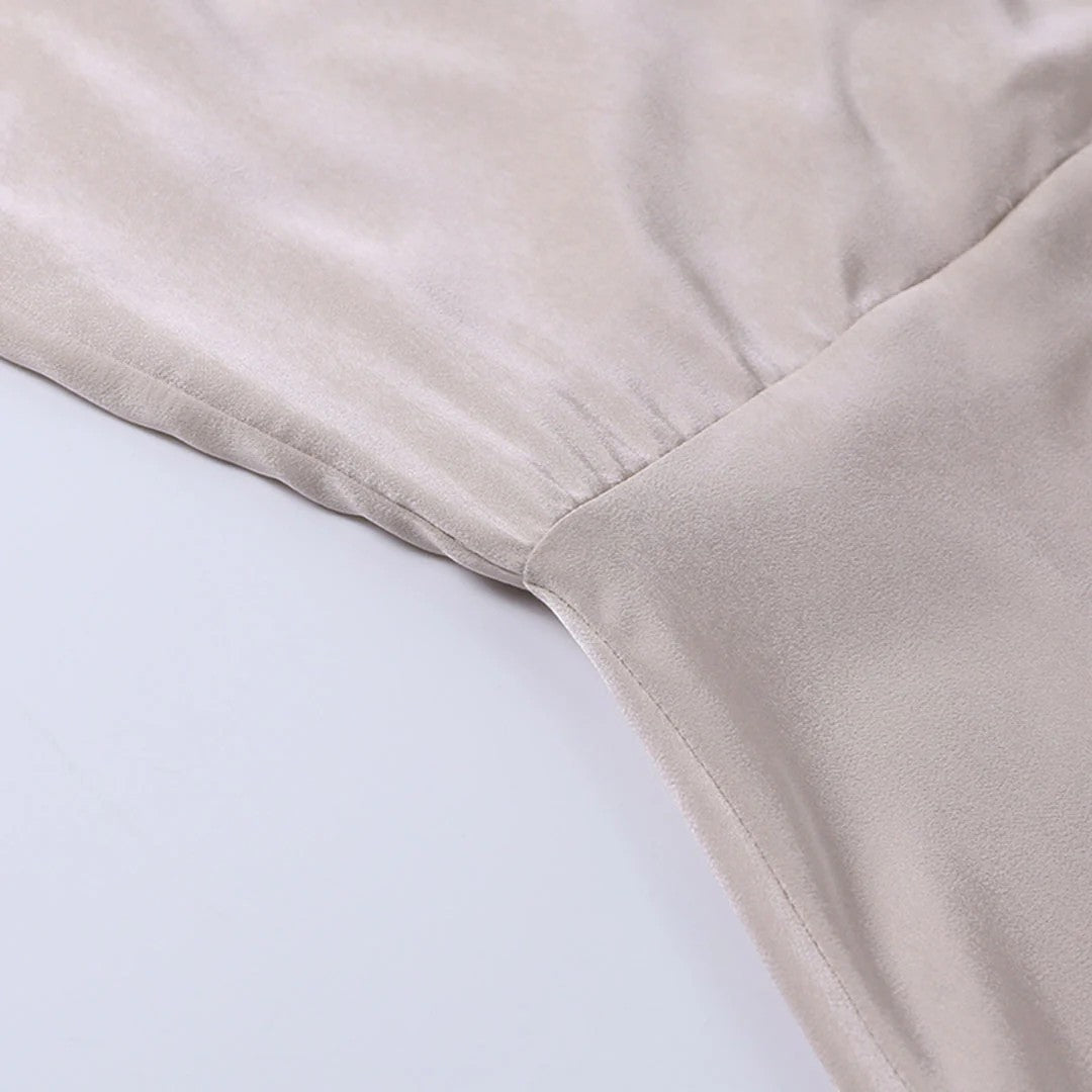 Robe Slip Femme Col V Fendue – Coupe Slim à Bretelles | Drapé Soyeux