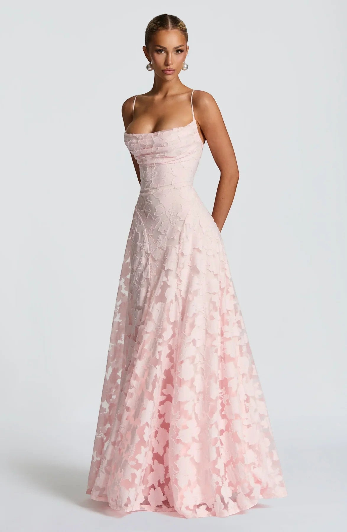Robe Maxi Femme Dos Nu à Lacets – Corsage Ajusté | Dentelle Texturée