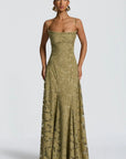 Robe Maxi Femme Dos Nu à Lacets – Corsage Ajusté | Dentelle Texturée