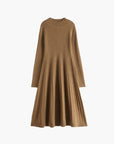 Robe midi femme en maille cachemire – Manches longues coupe décontractée