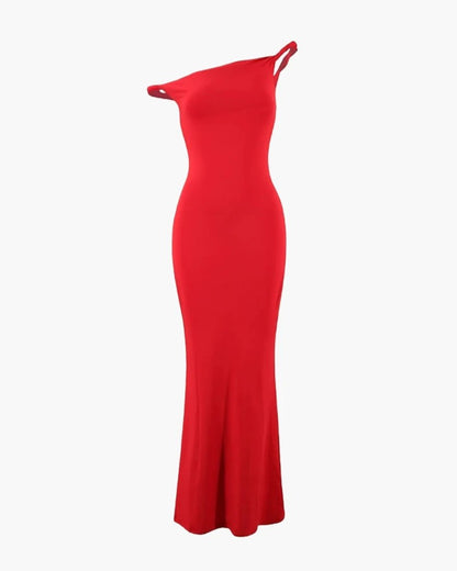 Robe Bodycon Femme One-Shoulder en Maille Extensible – Coupe Maxi Élégante