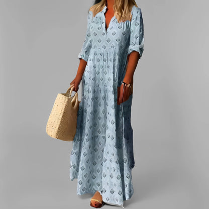 Robe longue femme en tissu léger – Coupe fluide décontractée