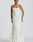 Robe Maxi Femme Dos Nu à Lacets – Corsage Ajusté | Dentelle Texturée