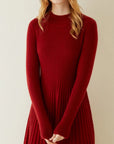 Robe midi femme en maille cachemire – Manches longues coupe décontractée