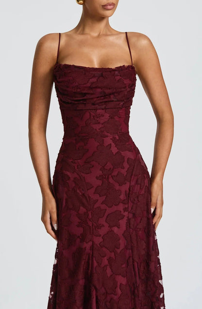 Robe Maxi Femme Dos Nu à Lacets – Corsage Ajusté | Dentelle Texturée