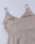 Robe Slip Femme Col V Fendue – Coupe Slim à Bretelles | Drapé Soyeux
