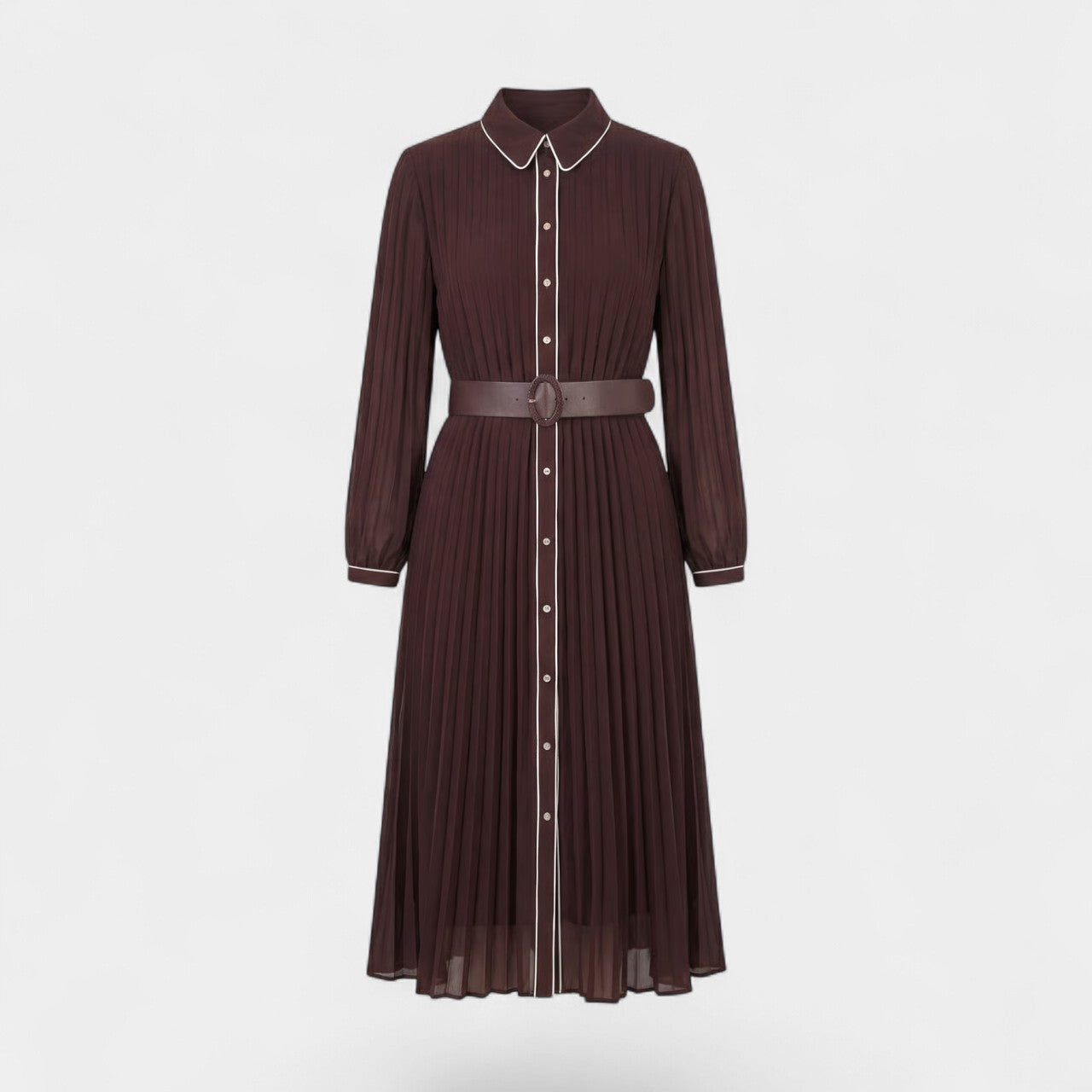 Robe midi plissée femme en tissu – Coupe décontractée structurée