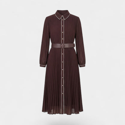 Robe midi plissée femme en tissu – Coupe décontractée structurée
