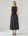 Robe midi femme sans manches en tissu – Coupe évasée ligne A