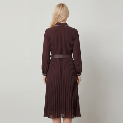 Robe midi plissée femme en tissu – Coupe décontractée structurée