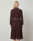 Robe midi plissée femme en tissu – Coupe décontractée structurée