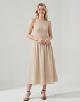 Robe midi femme sans manches en tissu – Coupe évasée ligne A