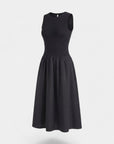 Robe midi femme sans manches en tissu – Coupe évasée ligne A