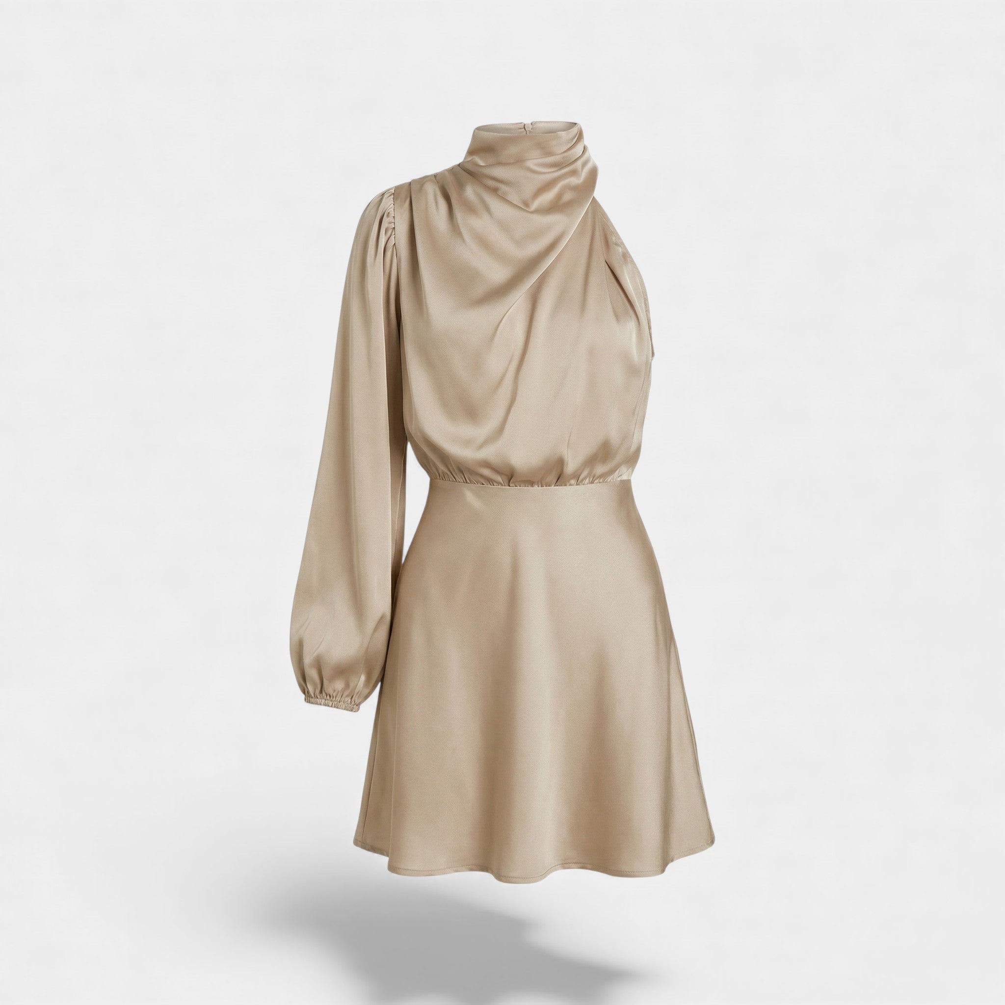 Robe Mini Femme en satin, asymétrique, coupe moulante – Menvelo