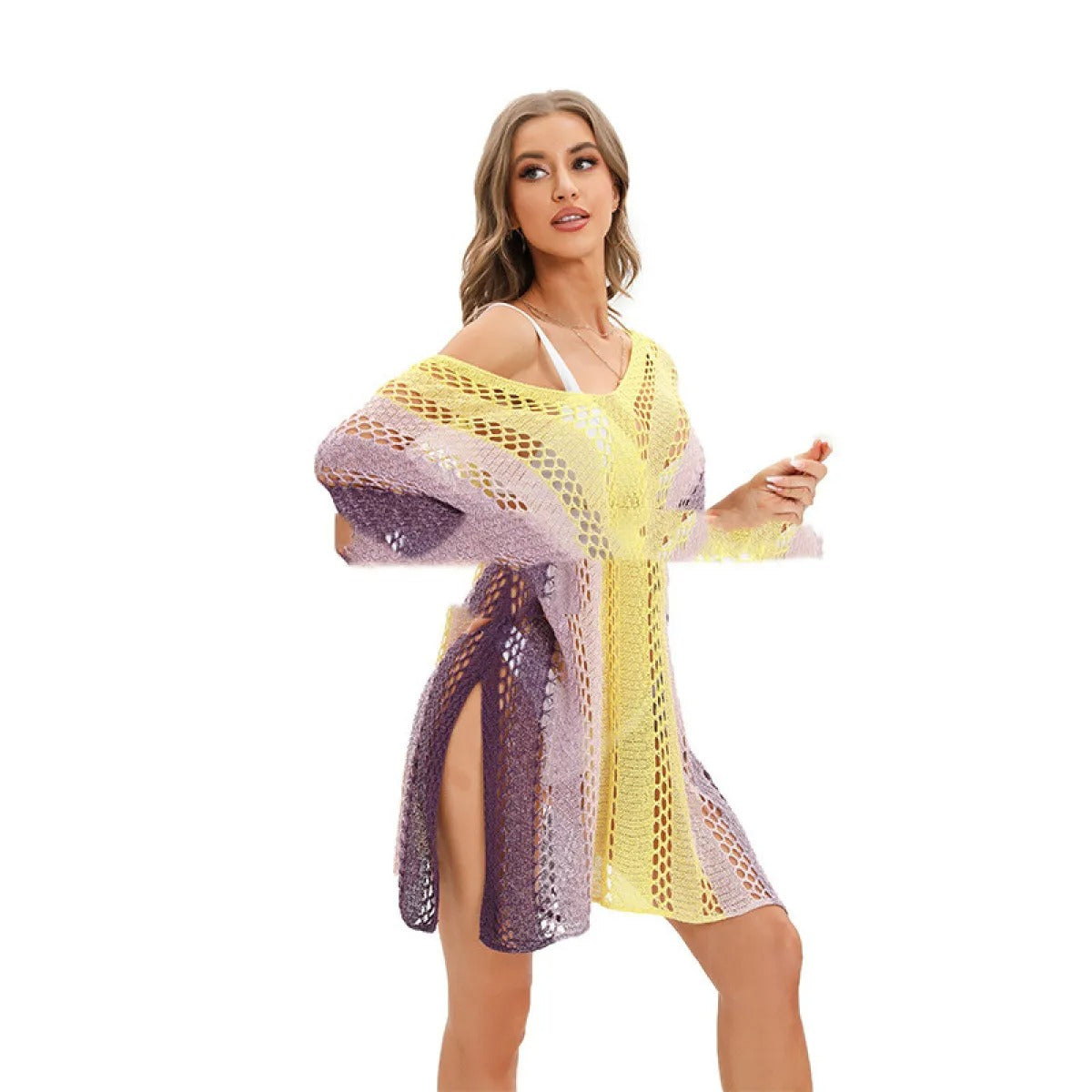Robe Mini Femme en tissu léger, col V, coupe fluide – Menvelo