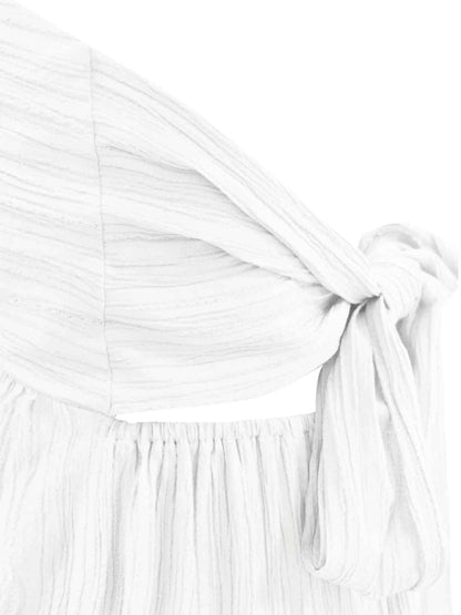Robe Longue Femme Dos Nu Tour de Cou – Légère Plissée Coupe A-Line Col V