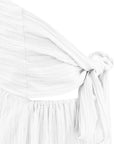 Robe Longue Femme Dos Nu Tour de Cou – Légère Plissée Coupe A-Line Col V